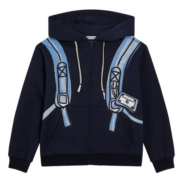 Boys Blue Backpack Print Hoodies