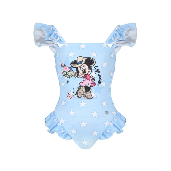 Girls Blue Minnie Star-Print Swimsuit