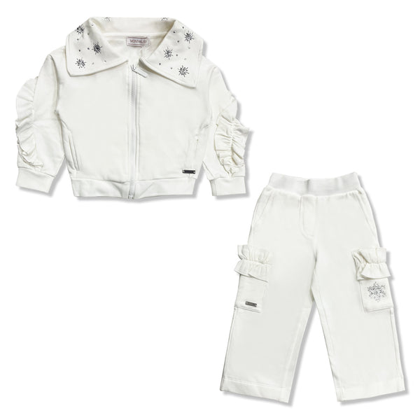 Girls Ivory Rhinestones Tracksuit