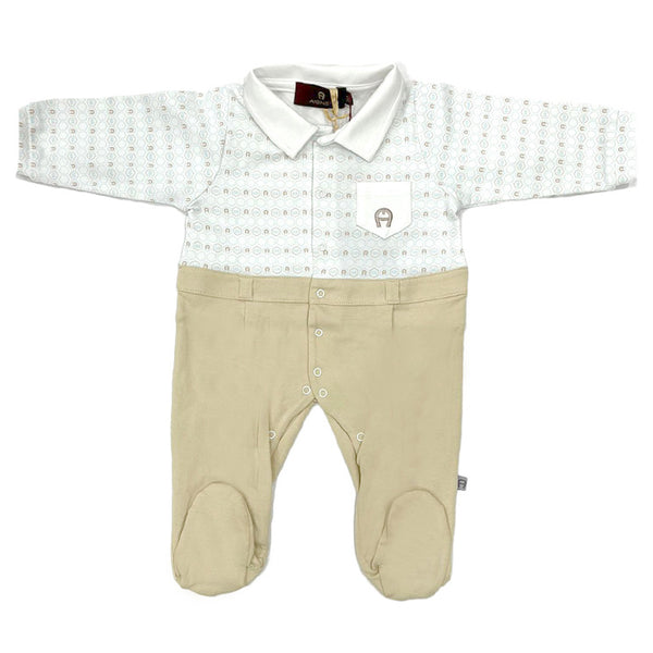 Beige Pima Cotton Babygrow