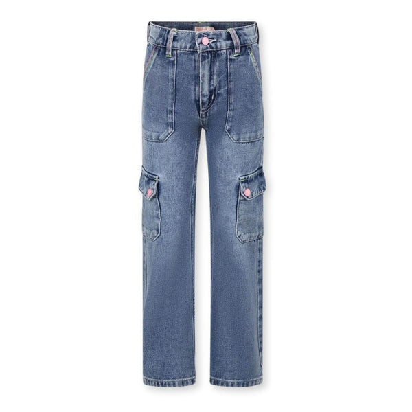 Girls Denim Blue Side Pockets Jeans