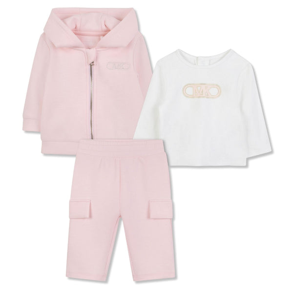 Baby Girls Pink Embroidered-Logo Tracksuit