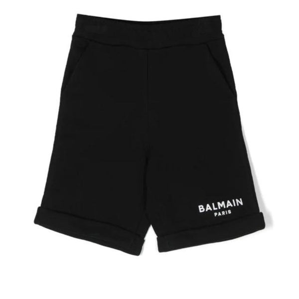 Boys Black Cotton Logo Shorts