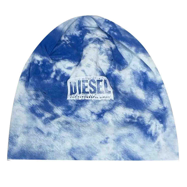 White & Blue Tie-Dye Print Cap