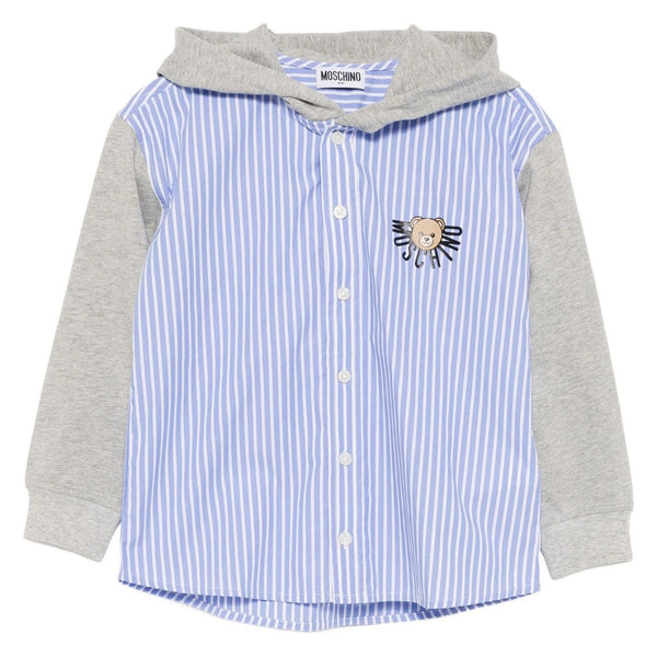 Boys Blue & & White Stripes Hooded Shirts