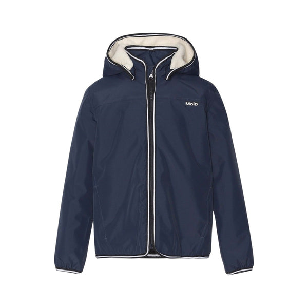 Boys Navy Blue Hooded Jacket In a Waterproof