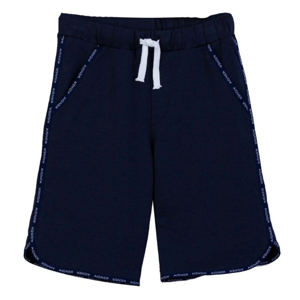 Baby Boys Navy Logo Stripe Bermuda
