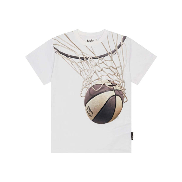 Boys White Basketball Cotton T-Shirt