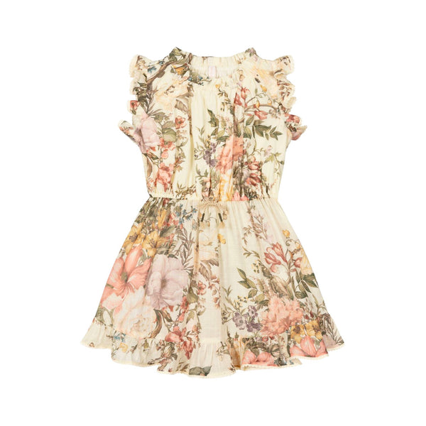 Girls Ivory Cotton Floral Dress