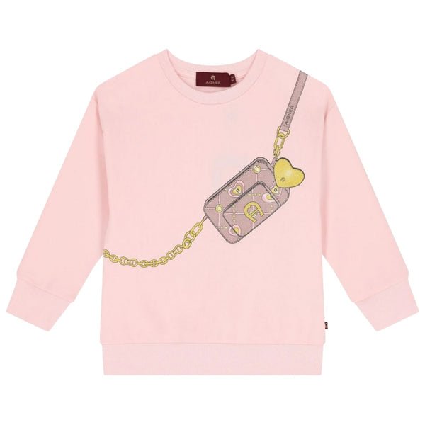 Girls Pink Graphic-Print Sweatshirts