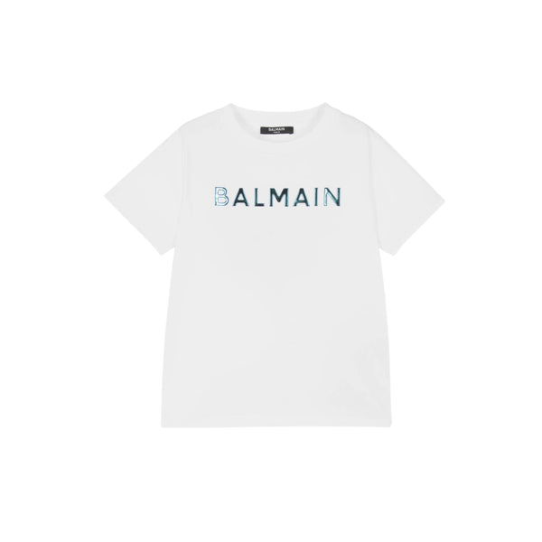 Boys White Iridescent Logo T-Shirt