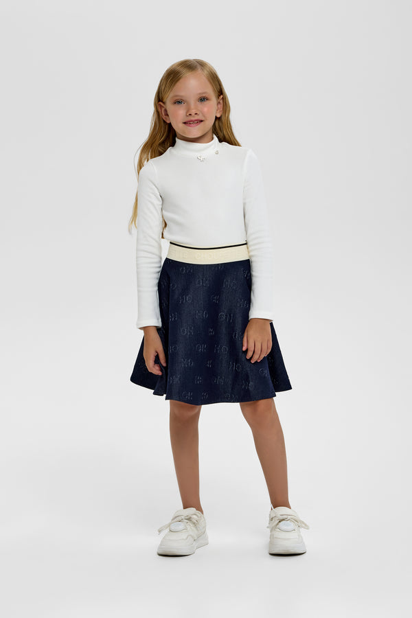 Elastic Band CH Branded Denim Skirt