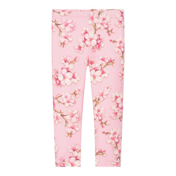 Girls Pink Blossom Print Leggings