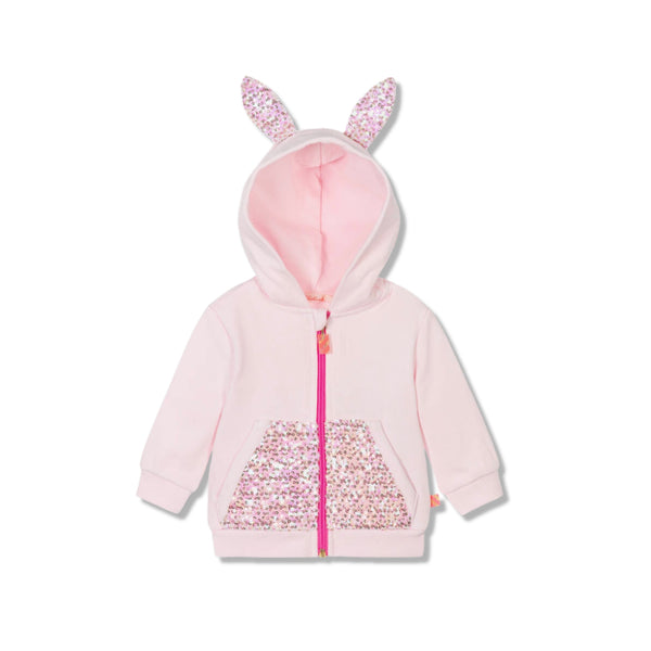 Baby Girls Pink Sequin Bunny Zip-Up Hoodie