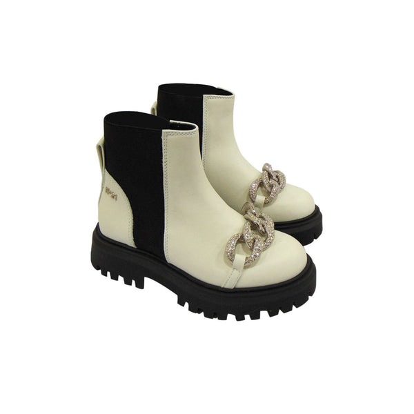 White N21 Boots With Studded Chain Loops