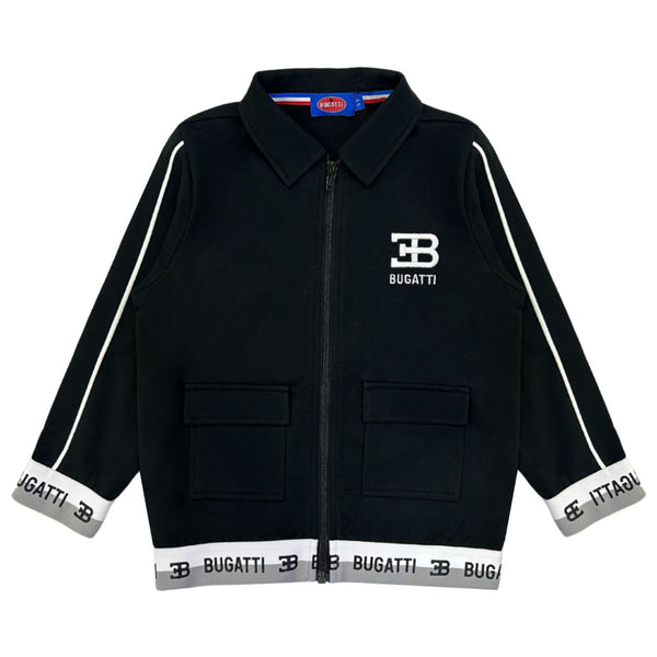 Boys Black Zip-Up Hoodie With Pockets