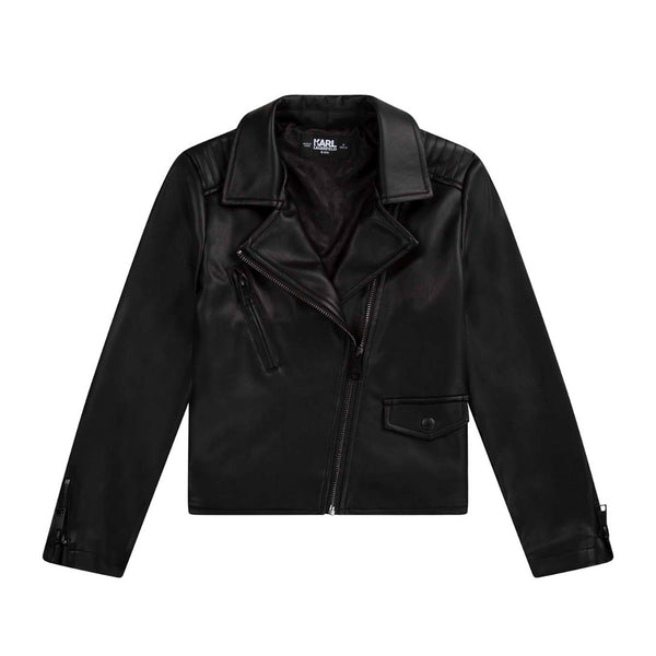 Girl off-Center Zip Biker Jacket