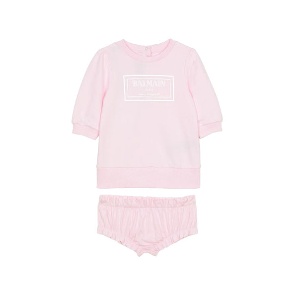 Baby Girls Pink Logo Print T-Shirt Set