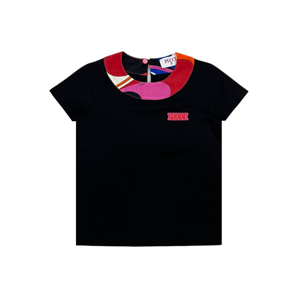 Girls Black Logo-Patch Cotton T-Shirt