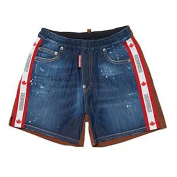 Boys Denim Paint splatter Patchwork Shorts