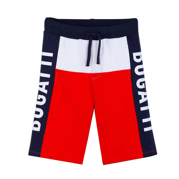 Boys Color Block Logo Bermudas In Red