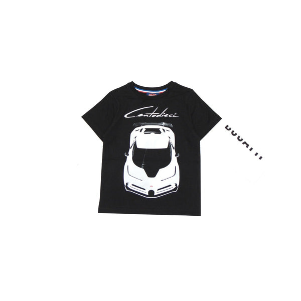 Black & White Bugatti Centodieci Car Printed T-shirt