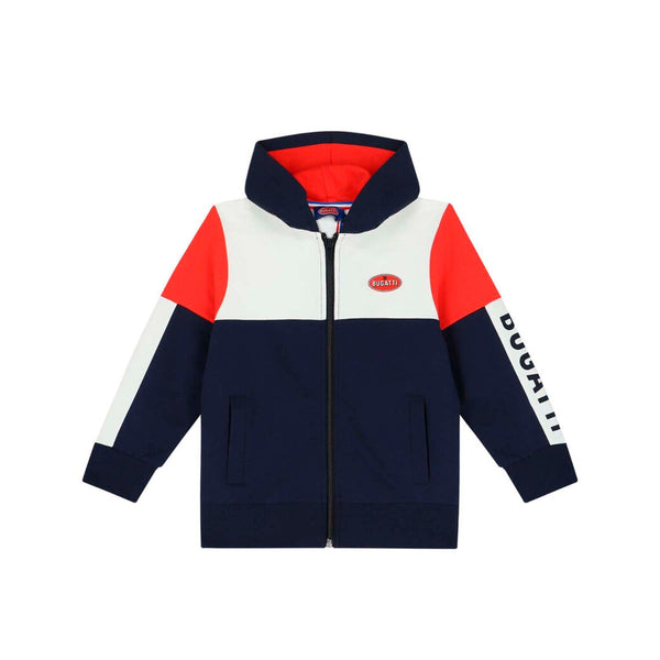 Boys Navy,White & Red Logo Zip Up Top