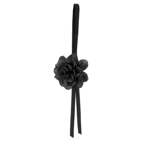Girls Black Floral Satin Choker