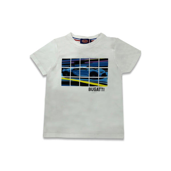 Boys White Sports Car Print T-Shirt