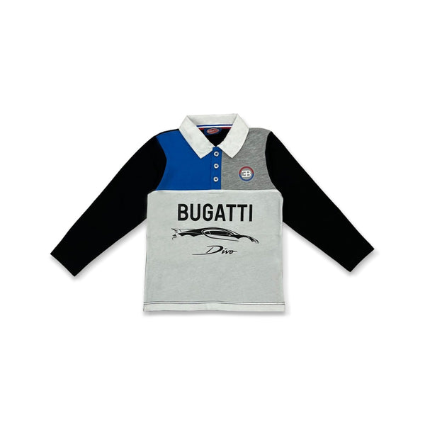 Boys Black & White Collar Full Sleeves T-Shirt
