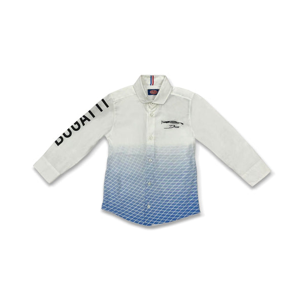 Boys White & Blue Logo Print Shirt