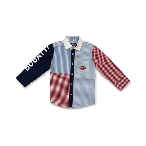 Boys Blue & Red Color-blocks Shirt