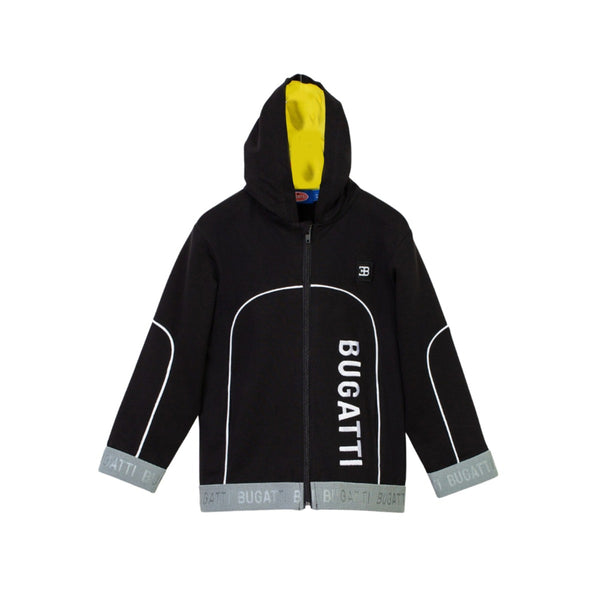Boys Black Logo Print Zip Hoodie