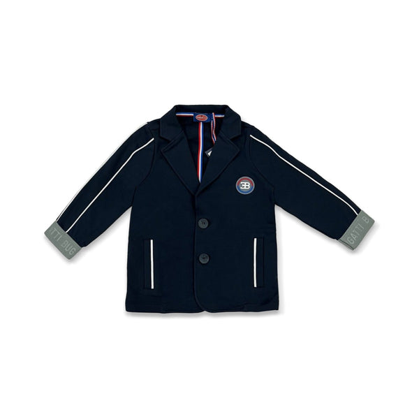 Boys Navy Blue Logo Print Blazer
