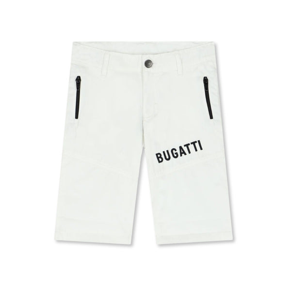 Boys White Embroidered Logo Shorts