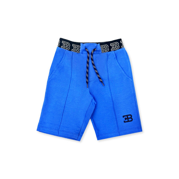 Boys Blue Short With Elasticated Logo Waistband