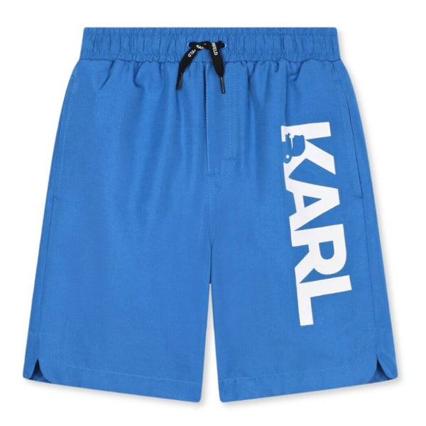 Boys Blue Logo-Print Swim Shorts