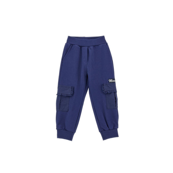 Girls Navy Blue Cotton Cargo Joggers