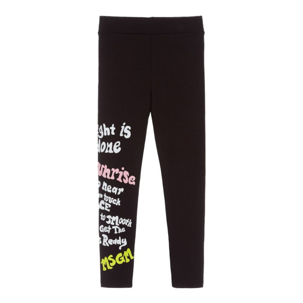 Girls Black Script Leggings