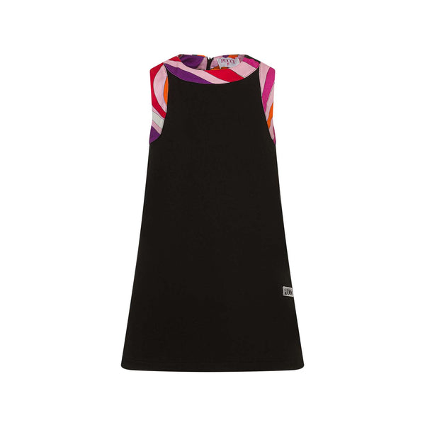Girls Black Iride-Print A-line Dress