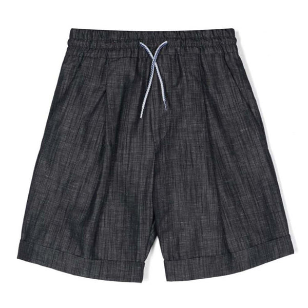 Boys Navy Blue Logo-Detail Chambray Shorts