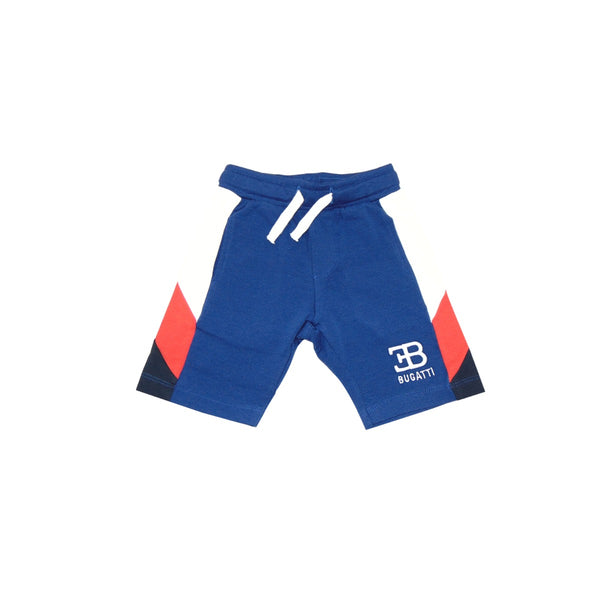 Blue Color Block Knee Length Cotton Shorts
