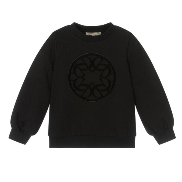 Girls Black Cotton Sweatshirt