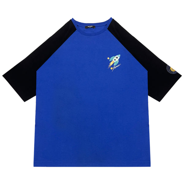 Boys Blue Space Graphic Logo-Print T-shirt