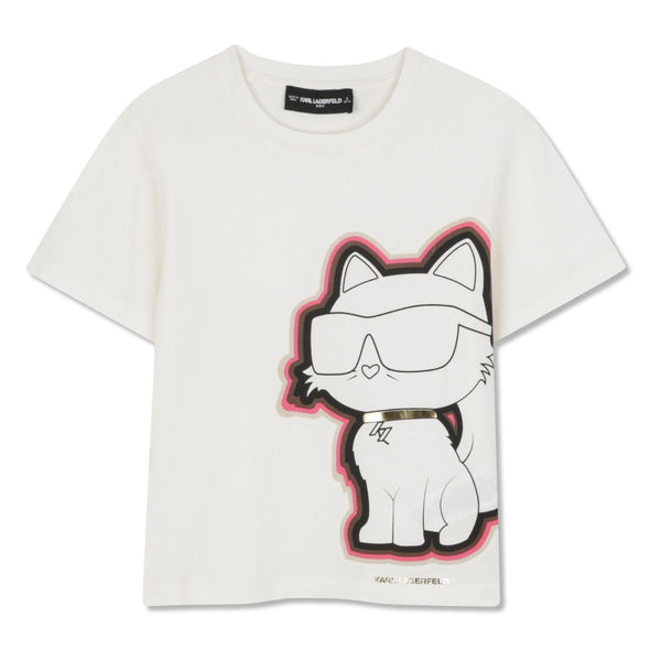 Girls Beige Graphic-Print T-Shirts