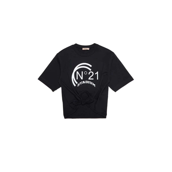 Girls Black Logo Print Top