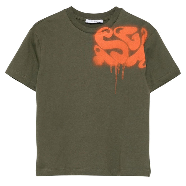 Boys Green Spray Logo-Print T-Shirt
