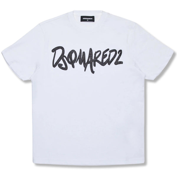 Unisex White Glittered Logo T-Shirt