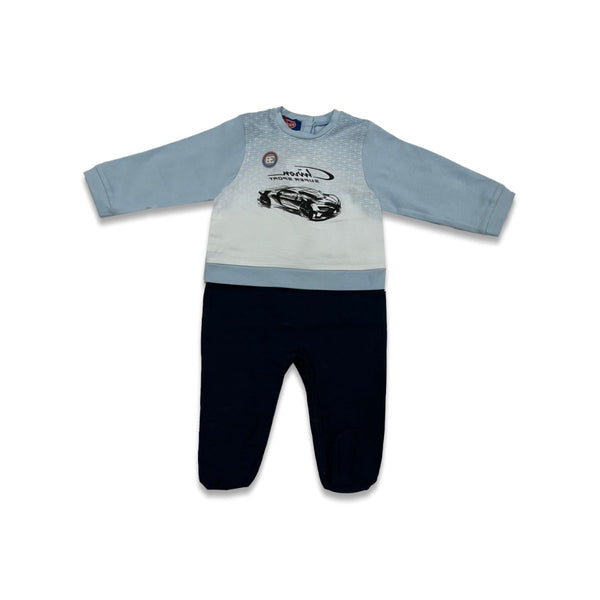 Baby Boys Blue Sports Car Print Romper