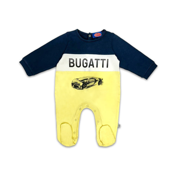 Baby Boys Blue & Yellow Logo-Print Romper